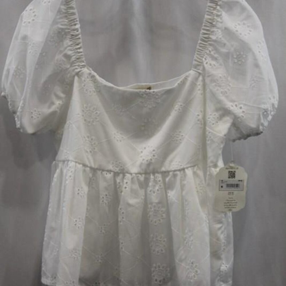 ALTAR'D STATE  WOMENS WHITE PUFFER SHOULDER Crop top BLOUSE SZ M NWT